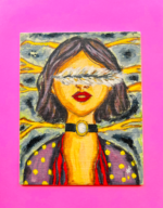Abstract Girl Feather Canvas Painting